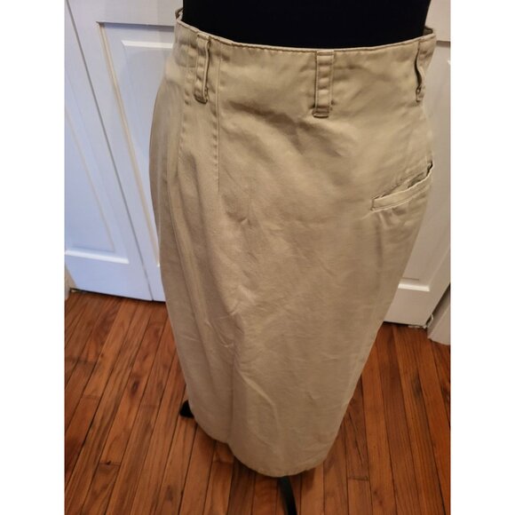 Vintage 90s Khaki Wrap Midi Skirt Gap sz  6 Preppy American Western Minimalist - Picture 2 of 7